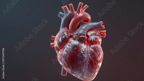 Close-up of human heart on dark background