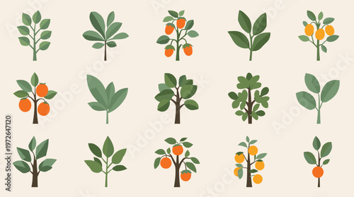 A simple, minimalist illustration of a branch with green leaves. Ideal for backgrounds, representing growth, or nature-themed projects, creating a cal