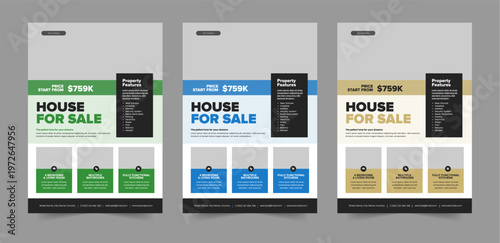 Real Estate Property Sale Poster Design, Realtor Flyer Template House for Sale