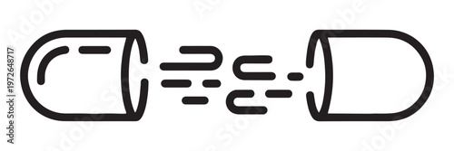 Capsule breaking apart releasing small particles medication or supplements concept.