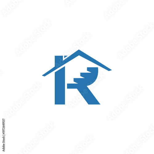 R letter house logo design concept. property development company logotype icon symbol.