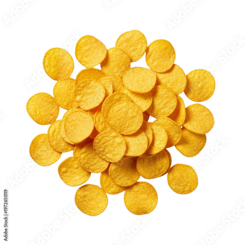 Pile of potato chips isolated on transparent background