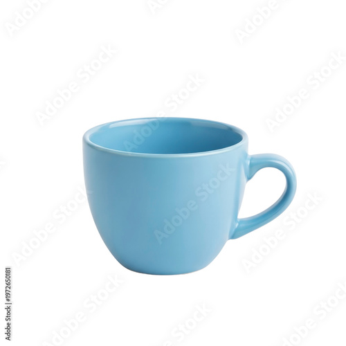 Blue ceramic mug on transparent background