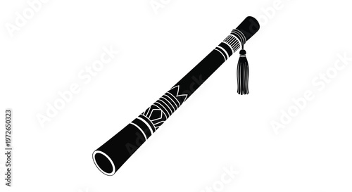 A striking black silhouette of a traditional ceremonial baton adorned with intricate geometric patterns silhouette high quality professional