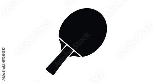 A simple black illustration depicts a table tennis paddle against a white background showcasing a distinct silhouette