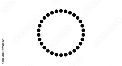 A circular arrangement of black dots on a white background creates a minimalist striking silhouette high quality professional