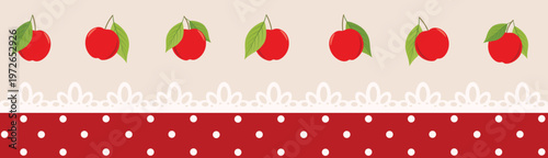 Cute Apple Border Stripe for Kitchen Decor, Farmhouse Wallpaper and Packaging Design