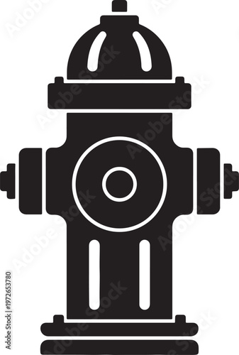 Black and white silhouette of a fire hydrant on a plain background also transparent background safety