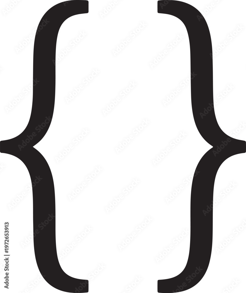 Fototapeta premium Black curly brackets symbol also transparent background programming