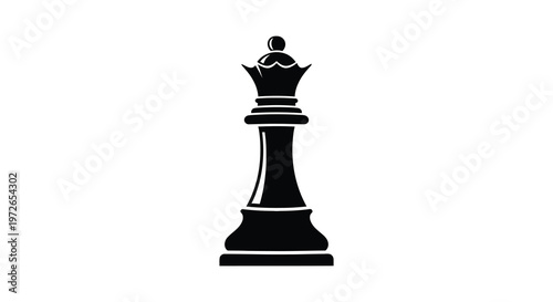 A striking black silhouette depicts a chess queen showcasing its regal form and detailed crown silhouette high quality