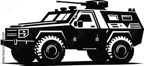 A heavy Military armored vehicle car vector illustration isolated on a white background
