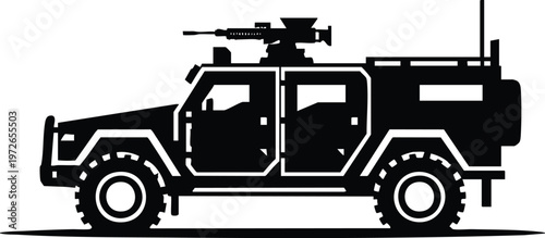 A heavy Military armored vehicle car vector illustration isolated on a white background