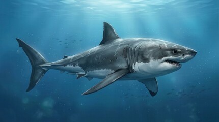 Realistic Shark Swimming Underwater in Ocean during Daylight
