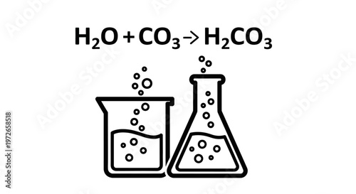 Chemical Reaction Icon with Carbonic Acid Formula