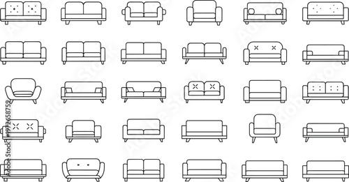 Sofa Vector Illustration Showing Furniture Designs
