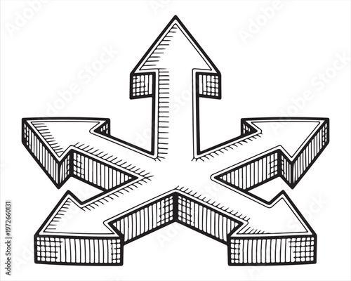 Multiple Arrow Paths for Decision Making Concept