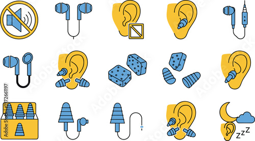 Ear Protection Vector Illustration Showing Hearing Icons