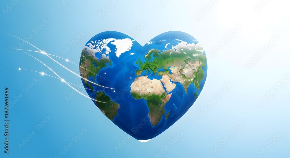 Naklejka premium Heart shaped earth with connections