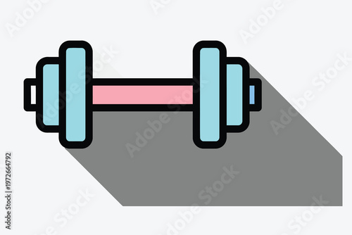 Colorful dumbbell icon with shadow on white background for fitness concepts  simple gym equipment illustration