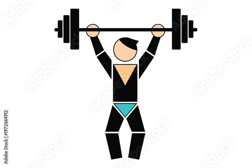 Man lifting weights in gym with dumbbell over head standing strong