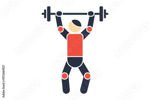 Man lifting weights over head with both hands in gym  fitness and exercise