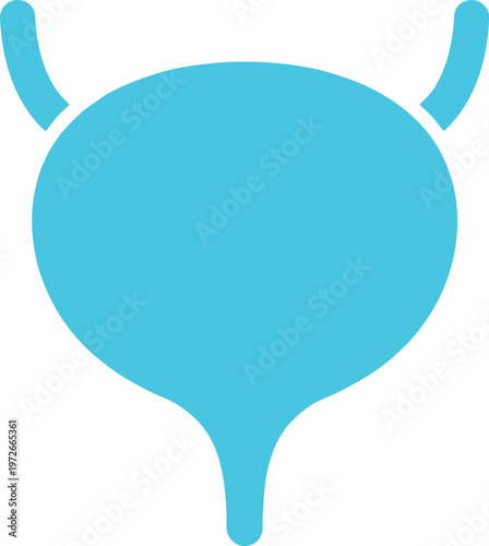Cyan Bladder Anatomy Symbol, Medical Organ Vector Illustration
