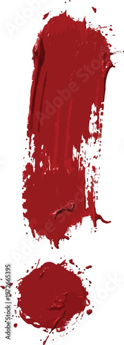 Red Paint Brush Stroke Exclamation Mark, Urgent Alert Symbol Vector Illustration