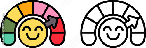 Smiling Face Happiness Meter Icon Set