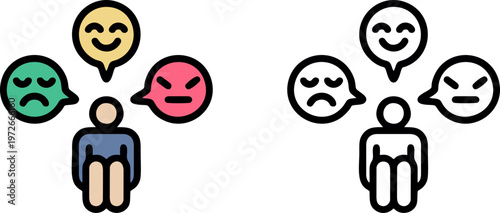 Person Contemplating Multiple Emotions Icon Set