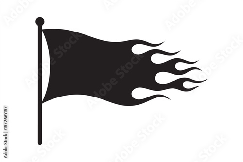 Foto Burning flag silhouette flame banner symbol fire effect vector isolated illustra