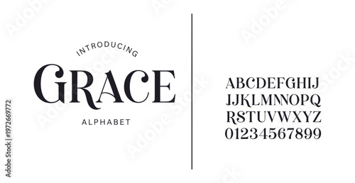 Introducing the elegant Grace alphabet font with uppercase and lowercase letters and numbers