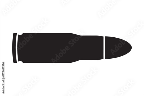 A single bullet silhouette vector illustration design, ammunition weapon icon design