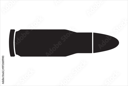 A single bullet silhouette vector illustration design, ammunition weapon icon design