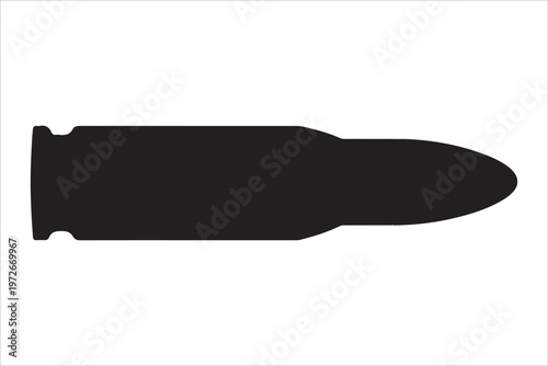 A single bullet silhouette vector illustration design, ammunition weapon icon design