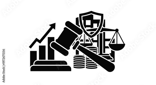 law and justice symbol with gavel.