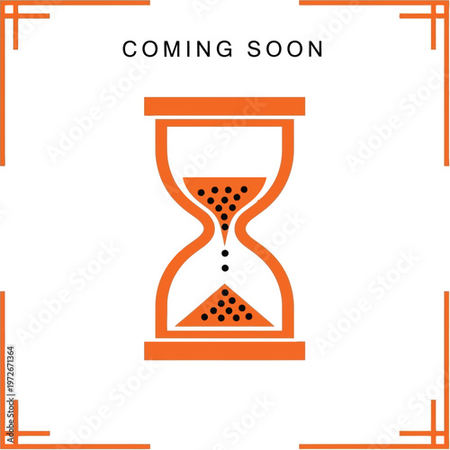 Coming soon hourglass illustration with sand flowing