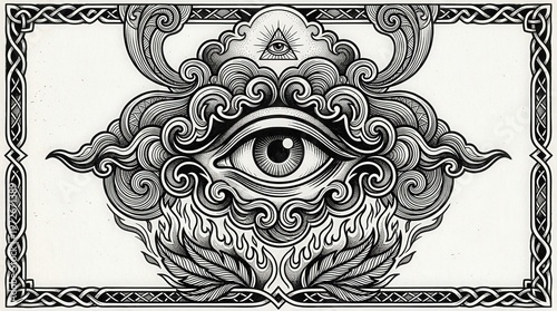 Vector Illustration of Mystical Eye Symbol with Ornate Details and Fantasy Style