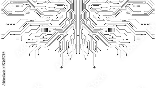 Abstract digital circuit board pattern with intricate lines and connections representing technology and data flow a futuristic concept isolated on transparent background transparent background