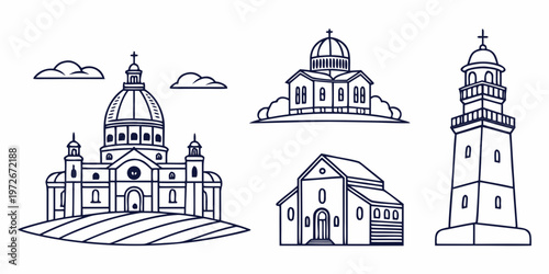 Aerial view of historical european city with iconic landmarks