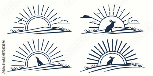 A collection of stylized plant leaves with pointed tips and rounded bases