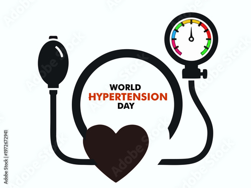 World Hypertension Day Poster with Blood Pressure Monitor and Heart Icon