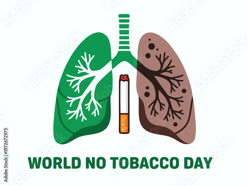 World No Tobacco Day Illustration: Comparison of Healthy and Smokers Lungs