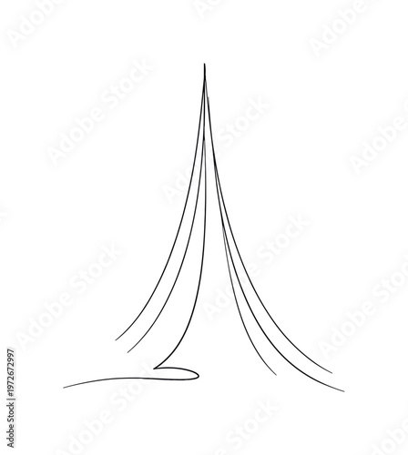 Minimalistic Light Beam. "Serenity Through Light". Minimalistic one-line drawing abstract light beam softly