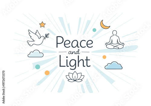 Spiritual light rays background. Abstract beams of light radiating outward with soft curves and layered shapes