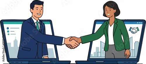 Entrepreneurs shaking hands starting a new venture
