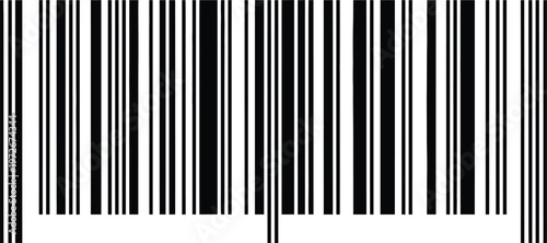 A stark black and white barcode image dominates the frame presenting a pattern of vertical lines for product identification