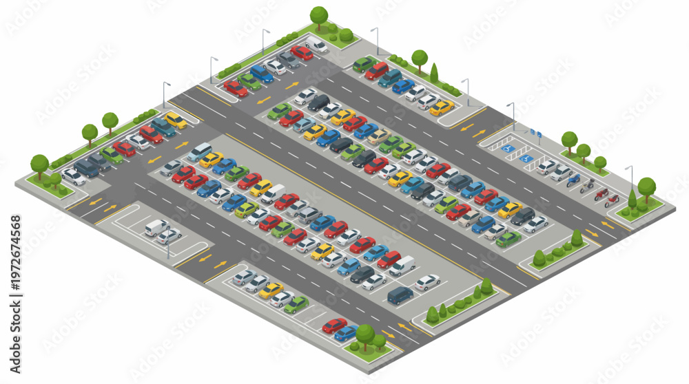 Obraz premium Cars in parking lot area.