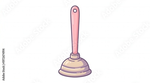 Vector Illustration of Plunger with Rubber Seal and Handle for Cleaning and Plumbing Tasks