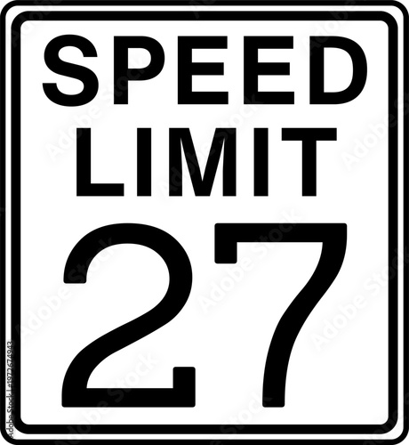 Speed Limit 27 mph Road Sign Vector