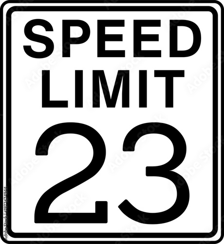 Speed Limit 23 mph Road Sign Vector